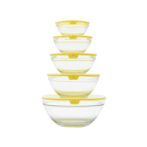 Jogo de potes em vidro com tampa Bon Gourmet 5 peças amarelo Jogo de potes em vidro com tampa Bon Gourmet 5 peças amarelo