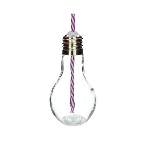 Copo com canudo lâmpada Wincy 450ml roxa