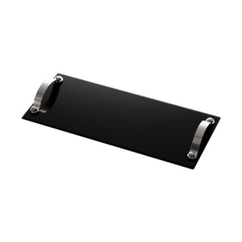 Bandeja em prata com vidro preto Wolff Manhattan 45x20cm