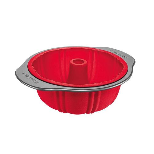 Forma redonda com furo em silicone Sanremo 23cm vermelha Forma redonda com furo em silicone Sanremo 23cm vermelha