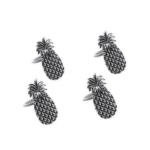 Porta-guardanapos em zamac Bon Gourmet Abacaxi 4 peças Porta-guardanapos em zamac Bon Gourmet Abacaxi 4 peças