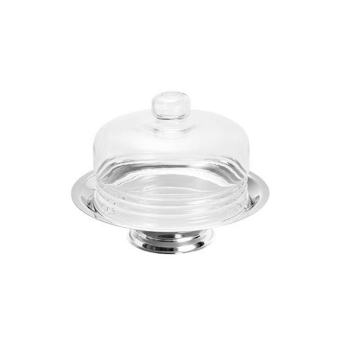 Prato para queijo em prata e tampa de vidro Wolff Elegance 19cm