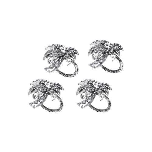 Jogo de anéis para guardanapo em zamac Bon Gourmet Palmeira 4 peças Jogo de anéis para guardanapo em zamac Bon Gourmet Palmeira 4 peças