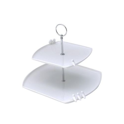 Prato para bolo 2 andares em porcelana Wolff Birds branco Prato para bolo 2 andares em porcelana Wolff Birds branco