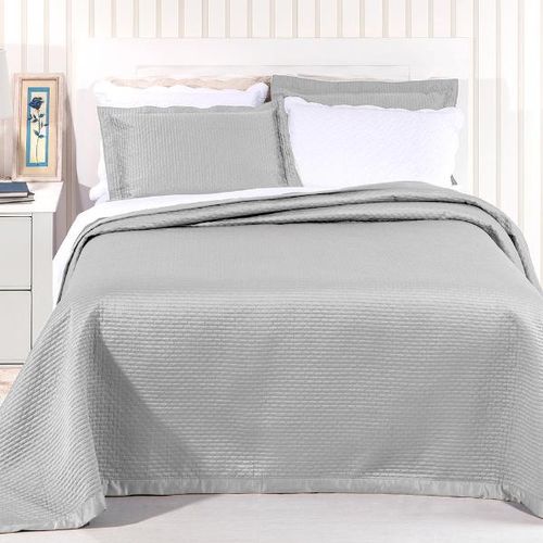 Colcha acetinada com porta-travesseiro Rosac Melbourne solteiro 180x220cm prata Colcha acetinada com porta-travesseiro Rosac Melbourne solteiro 180x220cm prata