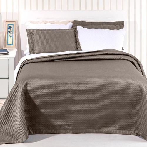 Colcha acetinada com porta-travesseiro Rosac Melbourne solteiro 180x220cm cacau Colcha acetinada com porta-travesseiro Rosac Melbourne solteiro 180x220cm cacau