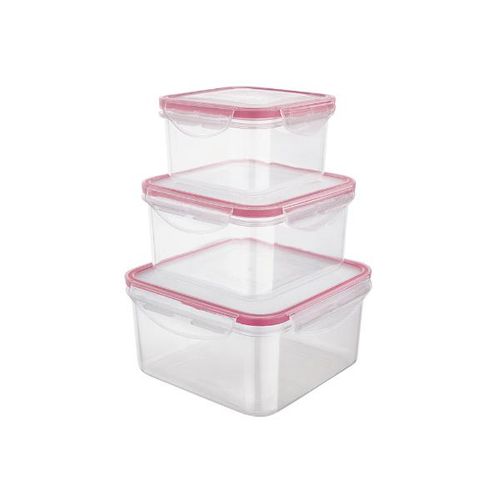 Jogo de potes quadrados herméticos euro stock 3 peças vermelho