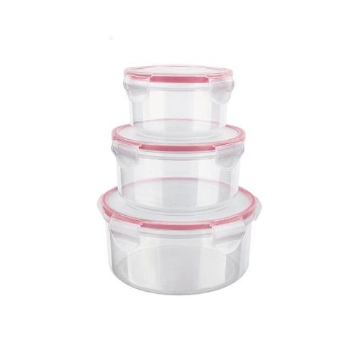 Jogo de potes redondo herméticos Euro 3 peças vermelho Jogo de potes redondo herméticos Euro 3 peças vermelho