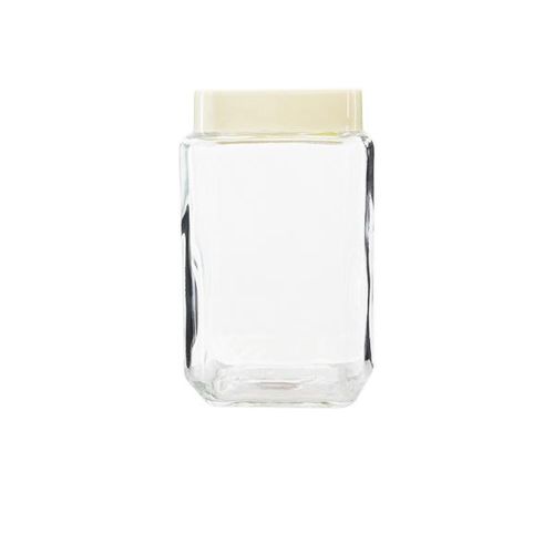 Pote quadrado de vidro com tampa em plástico Casambiente Square 18cm