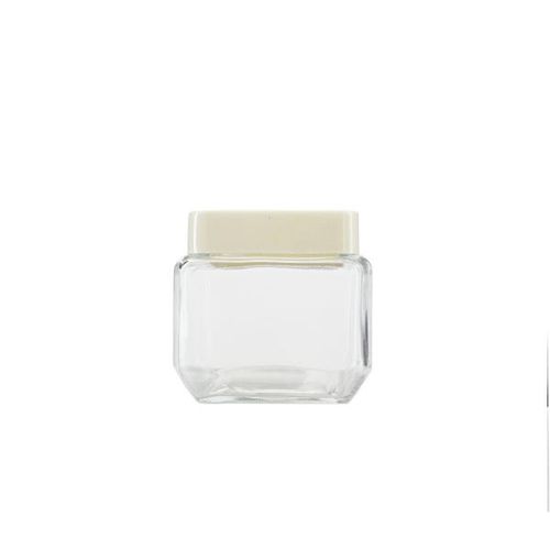 Pote quadrado de vidro com tampa em plástico Casambiente Square 11cm