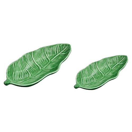 Jogo de folhas em cerâmica Mart 2 peças 22,5x11x3cm verde Jogo de folhas em cerâmica Mart 2 peças 22,5x11x3cm verde