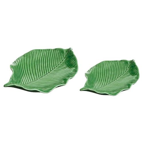 Jogo de folhas em cerâmica Mart 2 peças 20x13x3cm verde Jogo de folhas em cerâmica Mart 2 peças 20x13x3cm verde