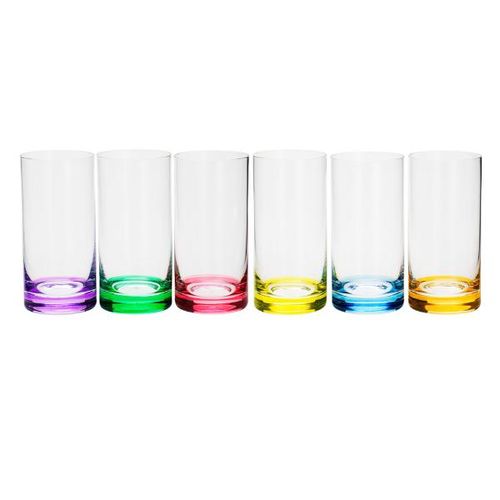 Jogo de copos long drink em vidro Bohemia Favorit 380ml 6 peças colorido