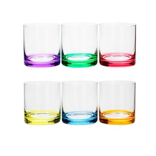 Jogo de copos para wisky em cristal Bohemia Favotit 6 peças 310ml colorido
