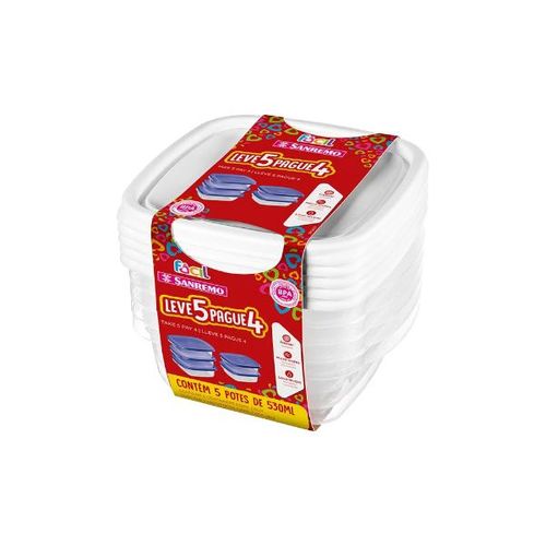 Jogo de potes em plástico Sanremo 5 peças