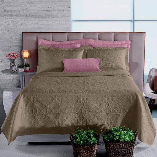 Colcha fashion in fiori Hedrons casal 220x240cm kaki Colcha fashion in fiori Hedrons casal 220x240cm kaki