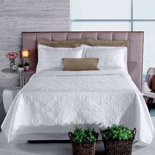 Colcha fashion in fiori Hedrons queen 240x260cm branco Colcha fashion in fiori Hedrons queen 240x260cm branco