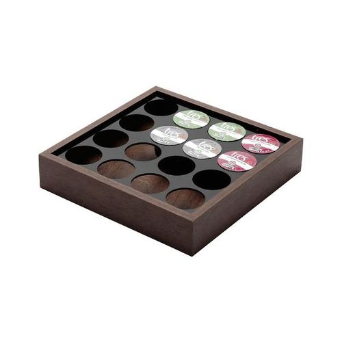 Porta-cápsulas em madeira/acrílico para 16 cápsulas Tres Corações Woodart 22x4,5cm Porta-cápsulas em madeira/acrílico para 16 cápsulas Tres Corações Woodart 22x4,5cm