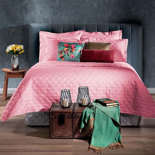 Colcha com porta-travesseiro Hedrons Diamond queen 240x260cm romance