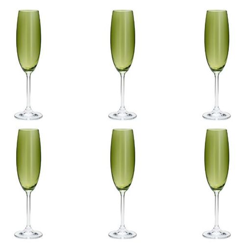 Jogo de taças para champanhe em cristal Bohemia 6 peças 220ml greenery