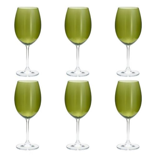 Jogo de taças para água em cristal Bohemia 6 peças 580ml greenery Jogo de taças para água em cristal Bohemia 6 peças 580ml greenery