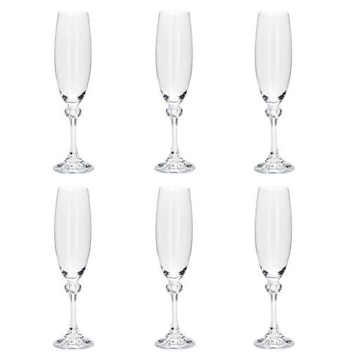 Jogo de taças para champanhe em cristal Bohemia Elisa 220ml 6 peças Jogo de taças para champanhe em cristal Bohemia Elisa 220ml 6 peças
