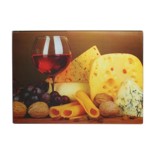 Tábua em vidro temperado Wincy Queijo e Vinho 38x28cm Tábua em vidro temperado Wincy Queijo e Vinho 38x28cm