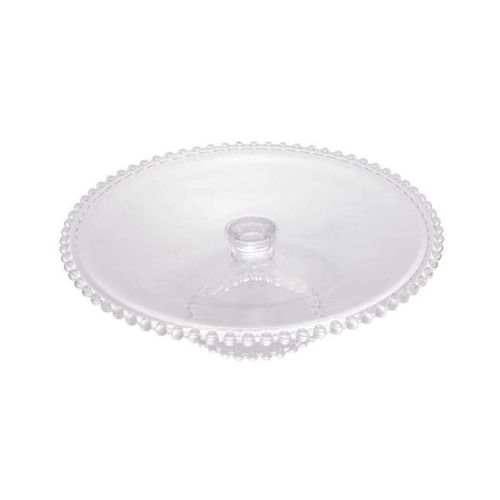 Prato para bolo em cristal com pé Wolff Pearl 31x11cm