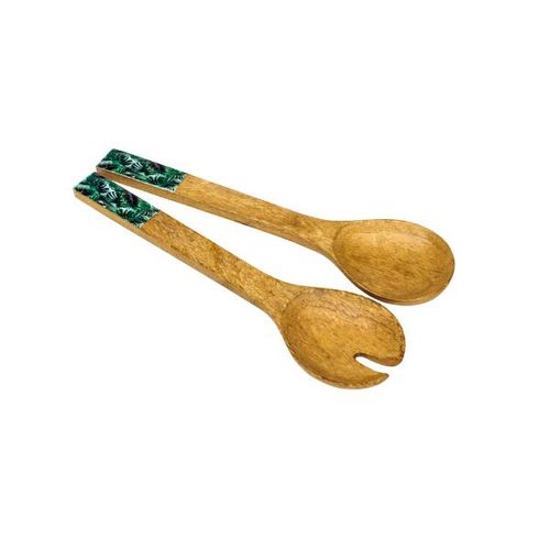 Jogo de talheres em madeira para salada Bon Gourmet Leafage 2 peças Jogo de talheres em madeira para salada Bon Gourmet Leafage 2 peças