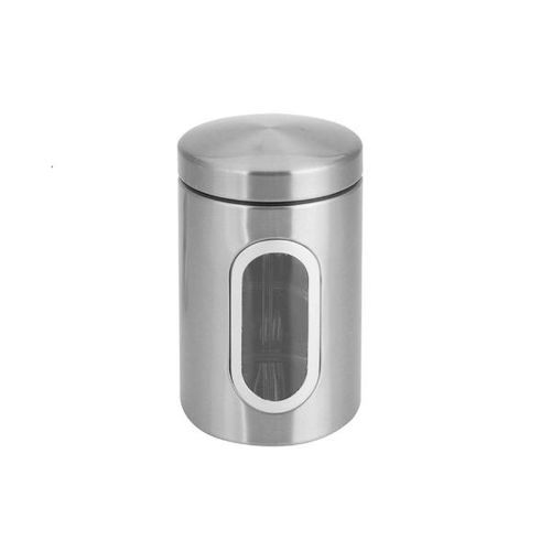 Pote para mantimento em aço inox com visor Uny Gift 13x21cm Pote para mantimento em aço inox com visor Uny Gift 13x21cm