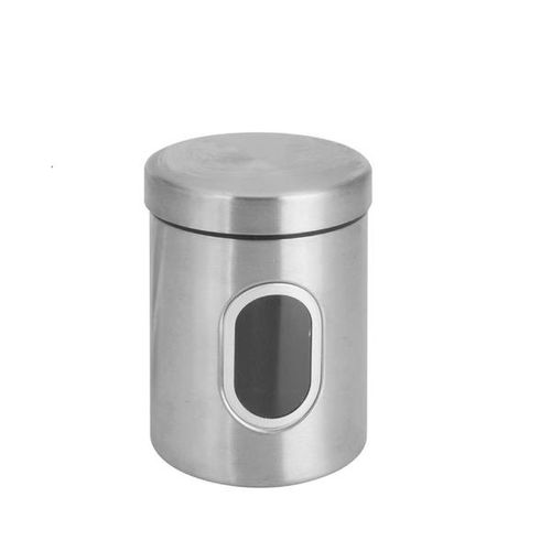Pote para mantimento em aço inox com visor Uny Gift 10,5x14cm Pote para mantimento em aço inox com visor Uny Gift 10,5x14cm