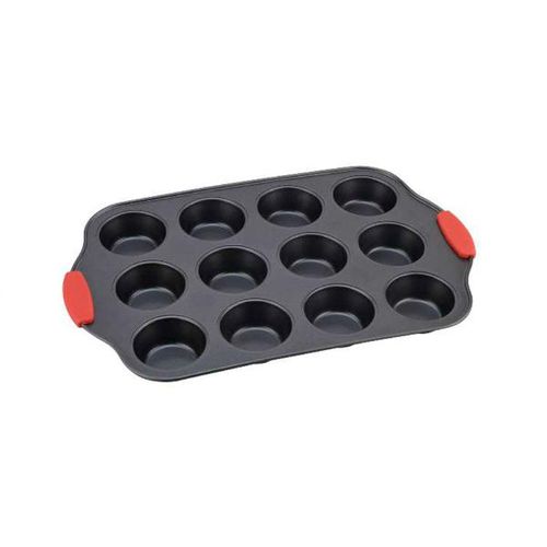 Forma em metal para 12 cupcakes com alça em silicone Uny Gift 41,5cm vermelha Forma em metal para 12 cupcakes com alça em silicone Uny Gift 41,5cm vermelha