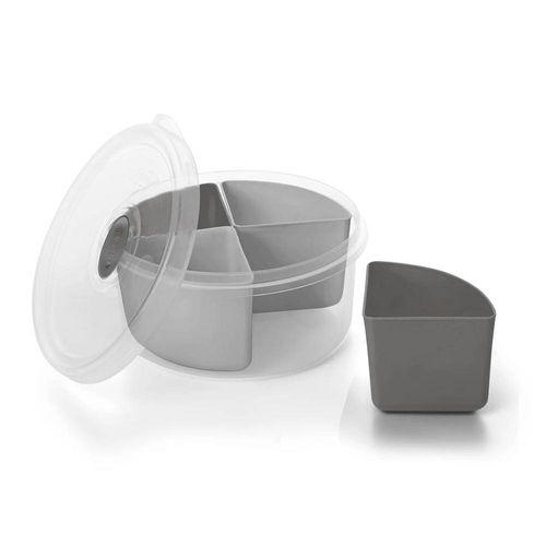 Marmita com 4 divisórias em plástico Plasvale 1 litro cinza Marmita com 4 divisórias em plástico Plasvale 1 litro cinza