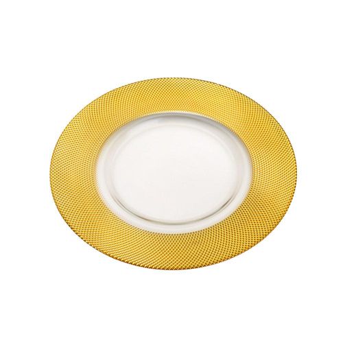 Sousplat em cristal Rojemac 32,5cm dourado Sousplat em cristal Rojemac 32,5cm dourado