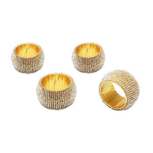 Jogo de anéis de miçangas para guardanapo Bon Gourmet Soft 4 peças dourado Jogo de anéis de miçangas para guardanapo Bon Gourmet Soft 4 peças dourado