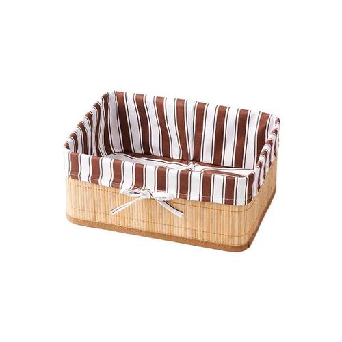Cesto retangular em bambu e tecido Bencafil Listras 35cm marrom Cesto retangular em bambu e tecido Bencafil Listras 35cm marrom