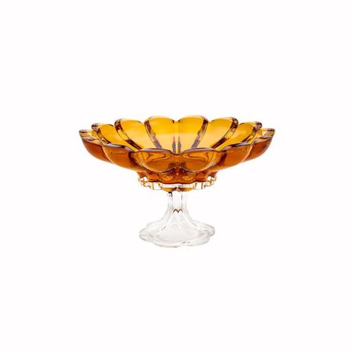 Centro de mesa em cristal com pé Wolff Tulip 32,5 âmbar Centro de mesa em cristal com pé Wolff Tulip 32,5 âmbar