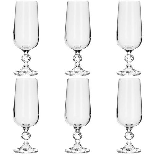 Jogo de taças em cristal para champanhe Bohemia Klaudie 180ml 6 peças Jogo de taças em cristal para champanhe Bohemia Klaudie 180ml 6 peças