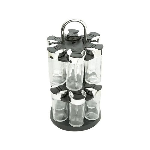 Porta-temperos giratório de vidro e plástico Bon Gourmet 13 peças Porta-temperos giratório de vidro e plástico Bon Gourmet 13 peças