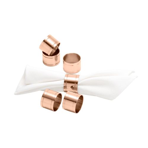 Jogo de anéis em inox para guardanapo Wolff Elegance 4x4cm 6 peças rosé