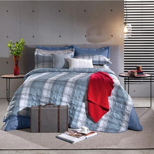 Colcha com porta-travesseiro Hedrons Romanza Perla queen