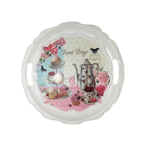Bandeja redonda em melamina Wincy Sweet Days 42cm Bandeja redonda em melamina Wincy Sweet Days 42cm