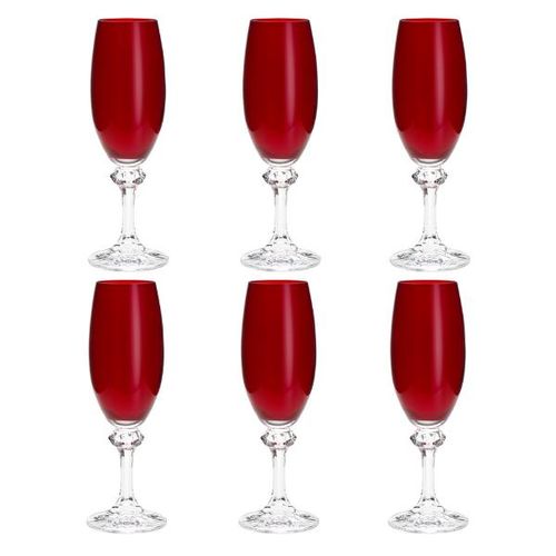 Jogo de taças para champanhe em cristal Bohemia Elisa Rubi 220ml 6 peças vermelho Jogo de taças para champanhe em cristal Bohemia Elisa Rubi 220ml 6 peças vermelho