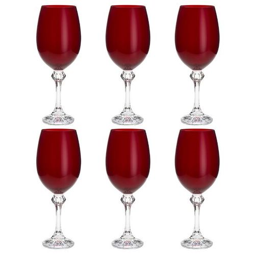 Jogo de taças para vinho em cristal Bohemia Elisa Rubi 450ml 6 peças vermelho