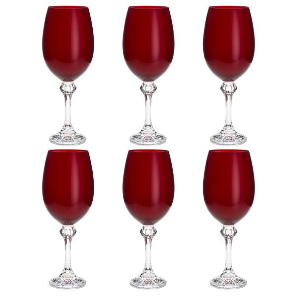 Jogo de taças para vinho em cristal Bohemia Elisa Rubi 450ml 6 peças vermelho