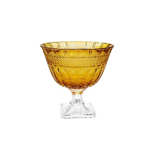 Centro de mesa em cristal com pé Lyor Brandon 32,5cm ambar Centro de mesa em cristal com pé Lyor Brandon 32,5cm ambar