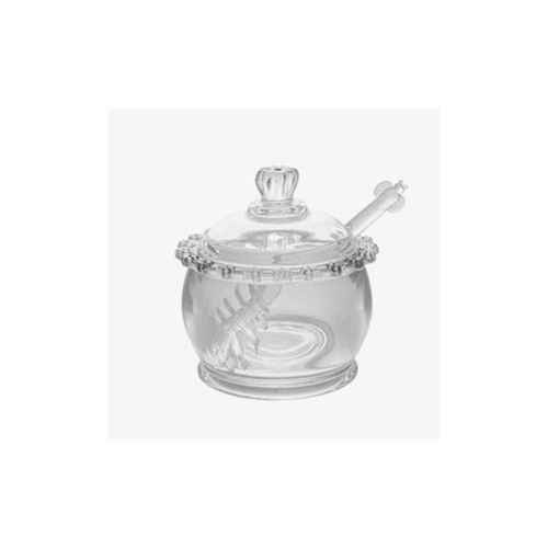 Meleira em cristal com colher Wolff Daisy 10x8x7cm
