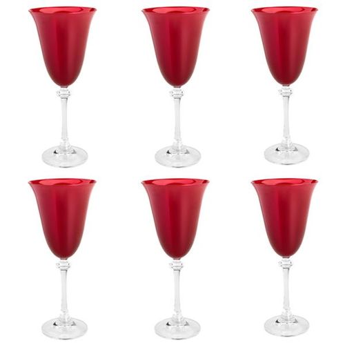 Jogo de taças água em cristal Bohemia Alexandra 6 peças 350ml vermelha Jogo de taças água em cristal Bohemia Alexandra 6 peças 350ml vermelha