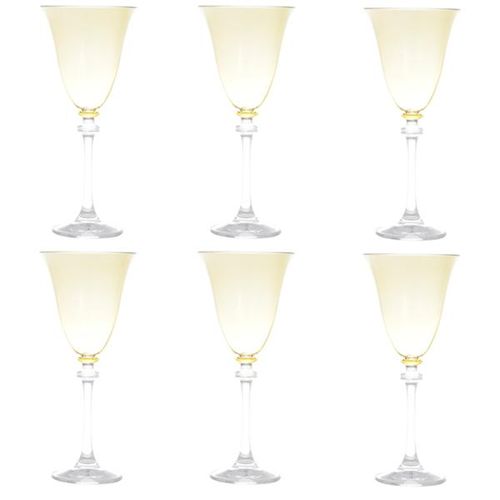 Jogo de taças água em cristal Bohemia Alexandra 6 peças 350ml ambar