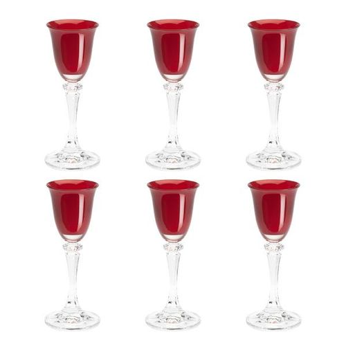 Jogo de taças licor em cristal Bohemia Kleopatra 6 peças 50ml vermelha Jogo de taças licor em cristal Bohemia Kleopatra 6 peças 50ml vermelha